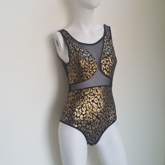 Gold and Black Leopard Print Bodysuit - Picture 7 of 7